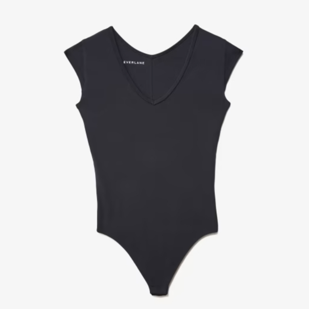 Everlane Black V-Neck Ballet Bodysuit